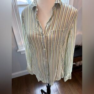 Really Soft Striped Button-Up size  Tag Cut Out Shirt